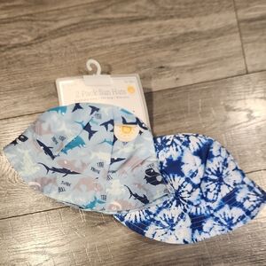 NWT Modern Baby 2 Pack Sun Hats w/chin Straps UPF 50 12-18M